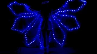 Light wings, led wings Светодиодные синие крылья, танец с крыльями