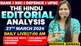 Editorial Analysis | 27th March ,2024 | Vocab, Grammar, Reading, Skimming | Nimisha Bansal