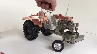 Alcohol Powered Mini Tractor with Fire Stirling Engine #stirlingkitmoments