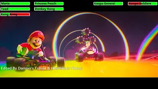 The Super Mario Bros. Movie (2023) Rainbow Road Ambush Scene with healthbars