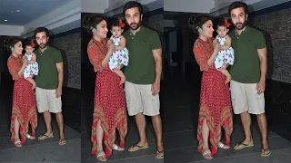 Alia Bhatt daughter Raha First look with dad Ranbir Kapoor outside their old Apartment