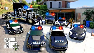 GTA 5 - Stealing TRANSFORMERS Police Vehicles with Franklin! (Real Life Cars #171)