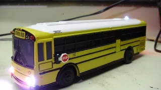 Tresh's custom 1:54 scale Thomas Built Saf T Liner HDX school bus model with working lights