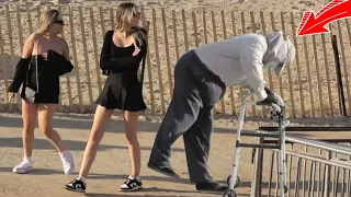 Bad Grandpa Aggressively Farts On Women At The Beach!!