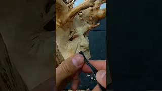 Carving a face in root wood. #woodcarving #sculpture #woodart