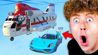 I Stole My Big Brothers SUPERCAR w/ A Cargobob In GTA 5 RP..