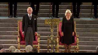 God Save The King sung by members of Parliament in Westminster Hall