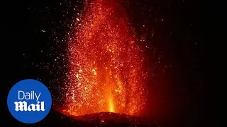 La Palma volcano: Drone footage shows lava spreading over island