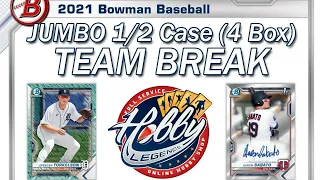 2021 Bowman JUMBO 1/2 Case (4 Box) Team Break #1  eBay 05/22/21
