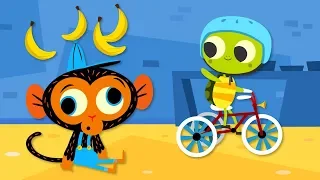 Young Turtle's Wibbly-Wobbly Bicycle | Mr. Monkey, Monkey Mechanic