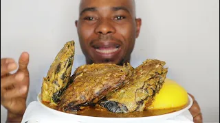 EATING SNAKE LIKE | FISH HEAD WITH BANGA SOUP & STARCH | FUFU MUKBANG |AFRICAN FOOD |EXTREME MUKBANG