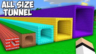 I found NEW LONGEST TUNNEL of ALL SIZES in Minecraft! TNT vs DIRT vs DIAMOND vs GOLD vs RGB BLOCKS!