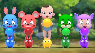 Color Animals Song! | Five Little Monkeys Jumping On The Bed Nursery Rhymes | Baby & Kids Songs