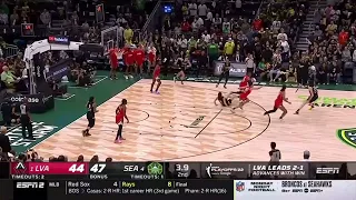 Last 45 seconds of the first half in Las Vegas Aces vs Seattle Storm