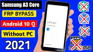 Samsung A3 Core FRP Bypass U3/bit3 Android 10 Without PC | Samsung A3 Core Google Account Lock