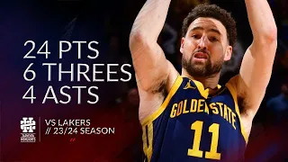 Klay Thompson 24 pts 6 threes 4 asts vs Lakers 23/24 season