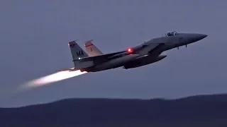 F-15 Eagles Scrambling with Afterburners Engaged