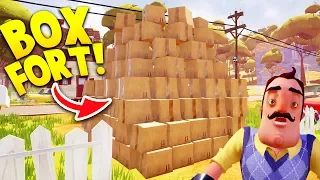 BUILDING THE MOST AWESOME BOX FORT IN THE NEIGHBOR'S FRONT YARD! | Hello Neighbor Alpha 4 Gameplay