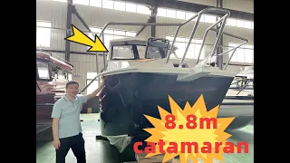 High quality aluminum alloy 8.8m catamaran for offshore fishing and leisure tourism