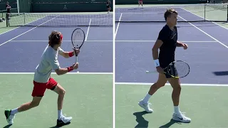 Andrey Rublev & Holger Rune - 2024 IW Practice Match Highlights