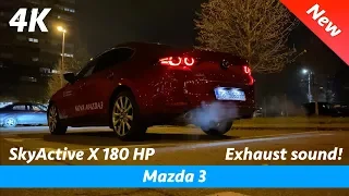 Mazda 3 Sedan SkyActiv X выхлопной звук | Интерьер - Экстерьер со светодиодными фарами ночью 4K