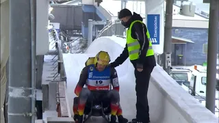 Wendl Tobias/Arlt Tobias crash in Oberhof Luge World Cup.