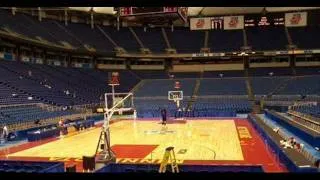 Michael Jordan makes a half-court shot