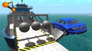 BeamNG.drive - Giant Concrete Balls Against Cars #2
