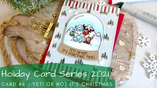 Holiday Card Series 2021 #6 | Yeti or Not It's Christmas | Copic Coloring | Pink & Main