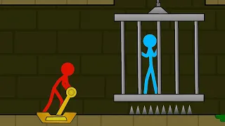 Red and Blue , Stickman Animation - ( Part 10 Forest Temple Parkour )