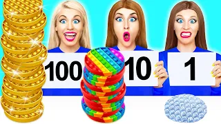 100 слоев еды | Дорогая vs Дешевая еда Челлендж от Multi DO Challenge