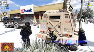 GTA V - LSPDFR 0.4.9🚔 - LSSD/LASD - Sheriff K9 Winter Patrol - Huge Shootout Outside Bank - 4K