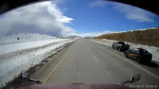 Pick-up truck tries to brake check Semi and gets pulled over