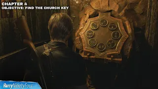 Resident Evil 4 Remake - Small Cave Shrine Stone Dais Puzzle Guide - Find the Church Key (RE4)