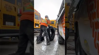 School bus tire changeover