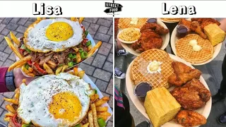 LISA OR LENA 💝 - Delicious Street food, Snacks & Drinks #lisa #lena lisaorlena #compilation