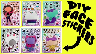 Gabby's Dollhouse DIY Silly Face Stickers with Gabby, Cakey, Mercat, DJ Catnip, Pandy Paws, Baby Box