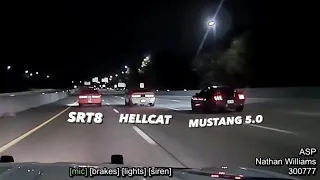 ARKANSAS STATE POLICE CHASE HELLCAT AFTER 3 CAR STREET RACE!!