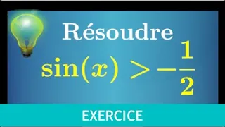 inéquation trigonométrique • résoudre sin(x)≻ -1/2 sur ]pi-;pi] sur [0;2π[ • première spé maths