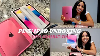 PINK iPad 10th Generation Unboxing + Accessories + Apple Pencil