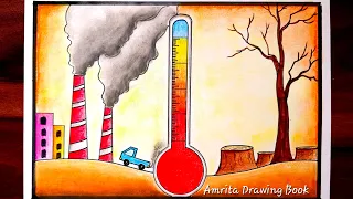 Global Warming Drawing | Stop Global Warming poster / Drawing | Save Environment | Climate Change