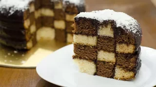 EGGLESS CHESS BOARD CAKE RECIPE l CHECKERBOARD CAKE l WITHOUT OVEN CHESS CAKE