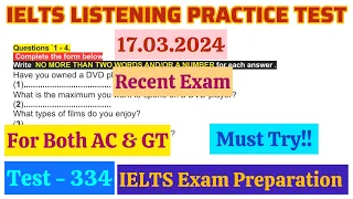 IELTS LISTENING PRACTICE TEST 2024 WITH ANSWERS | ACTUAL TEST - 334