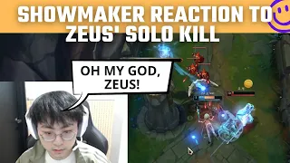 Showmaker reaction to Zeus solo kill | LCK Stream Moments