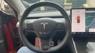Pose d'un cache volant carbone sur Tesla model 3 sur mesure et autres accessoires Greendrive
