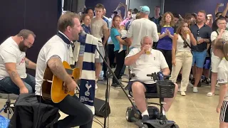 Tottenham fans sing stop crying Arteta. COYS