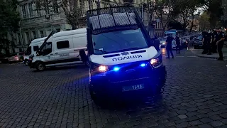 Massive riot police responding during protests in Odesa