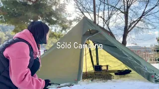 [솔로캠핑] 하얀 눈밭에 나 홀로 "따뜻하게" | 화목난로&티피텐트 설중 동계 미니멀캠핑 | 닭꼬치, 관자구이, 조개탕 #캠핑 #solocamping