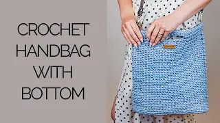 Crochet Tote Bag with Leather Base