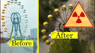CHERNOBYL: Pripyat Amusement Park before the Chernobyl disaster and after.